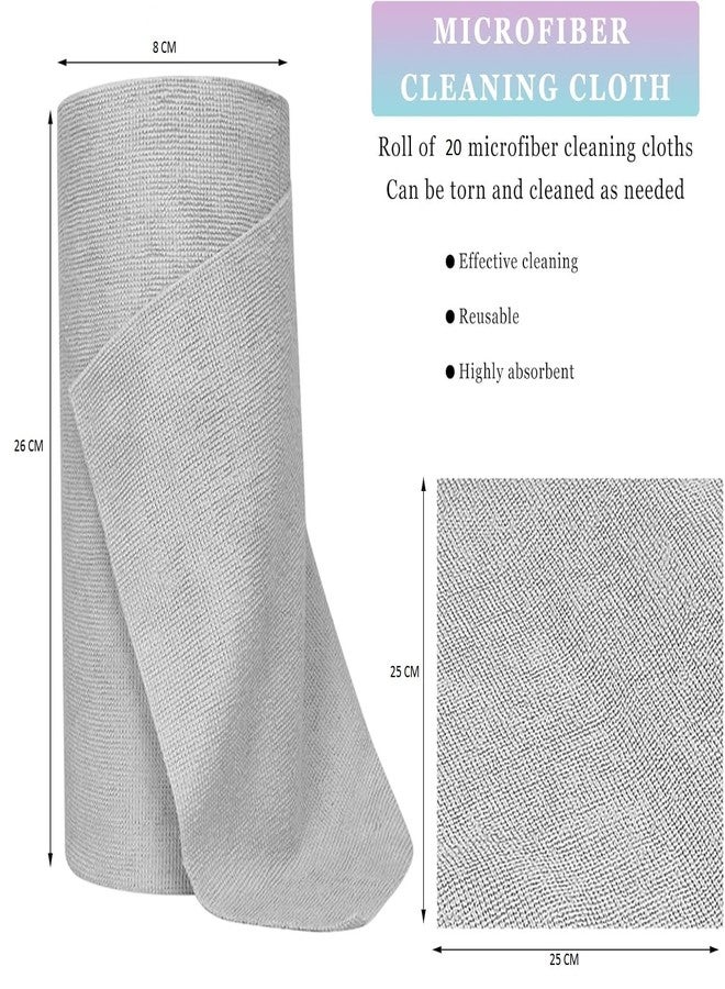 Slyford 25 X 25 CM Microfiber Cleaning Cloth Roll, 20 Pack Towels Reusable, Washable, Water Absorbent Cleaning Cloth use for Car, Home, Kitchen Surfaces, Garage (Grey Colour) - Image 3